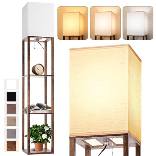 Floor Shelf Lamp with 3-Color Temperature Bulb