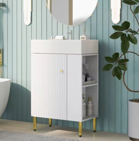 21.6" White Bathroom Vanity Combo Cabinet