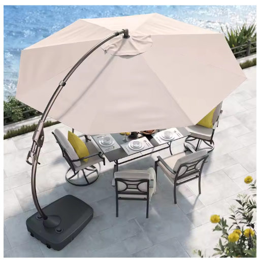 Large Round Aluminum Offset Umbrella with Base