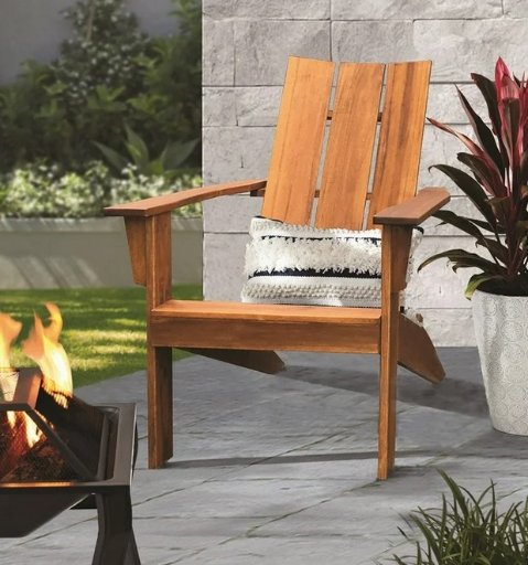 Mainstays Wood Outdoor Modern Adirondack Chair, Natural Color