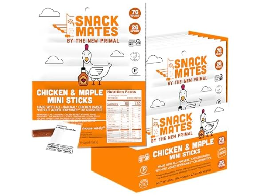 The New Primal Snack Mates Mini Sticks (Chicken & Maple) 40-Count