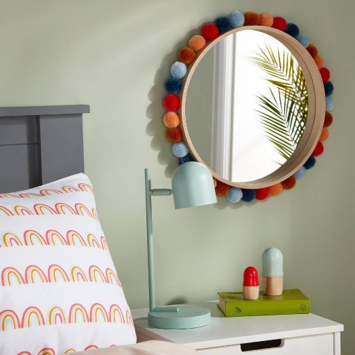 Pillowfort Boho Colorful Pompom Wall Art Mirror
