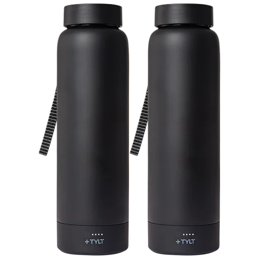 TYLT Power Stainless Steel Bottle 2.0 with Wireless Charging Power Bank (2-Pack)