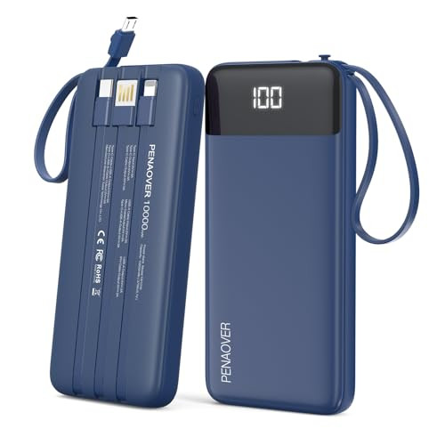 Portable Charger 10000mAh Power Bank with Built-in Cable