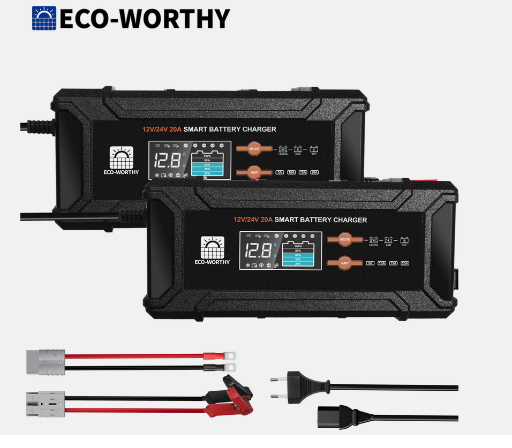ECO-WORTHY 2Pack 12V/24V 20A Lithium LifePO4 Battery Charger 14.6V Maintenance