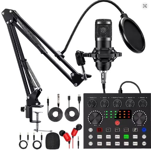 Professional Audio Condenser Mic with Sound Card