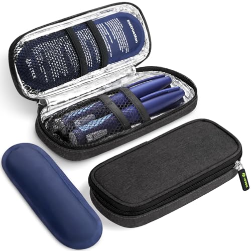 AUVON Insulin Cooler Travel Case with 2x90g TSA-Approved Ice Pack