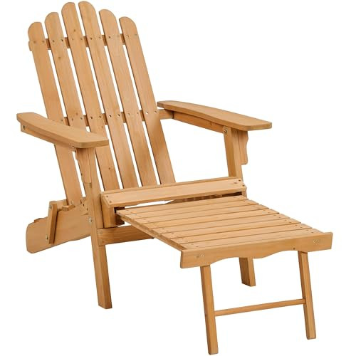 Yaheetech Folding Adirondack Chair with Retractable Ottoman