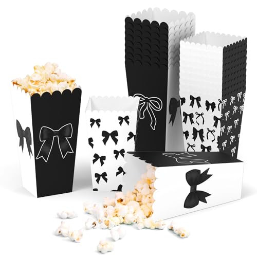 20 PC Black Bow Popcorn Boxes