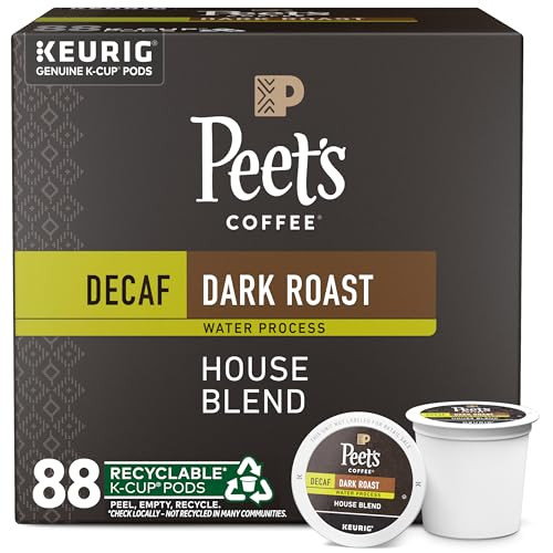 Peet's Coffee Dark Roast K-Cup Pods (Decaf House Blend)