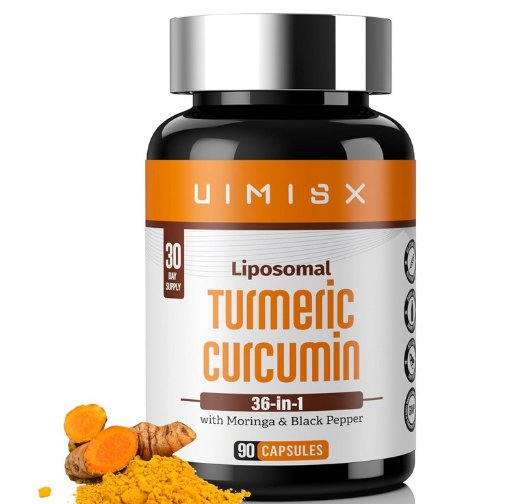 Liposomal Turmeric Curcumin Supplement W/Pepper & Moringa, 90 Count