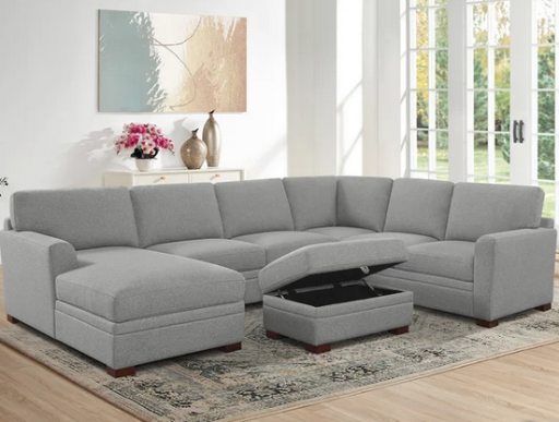 Thomasville Langdon Fabric Sectional with Chaise and Storage Ottoman