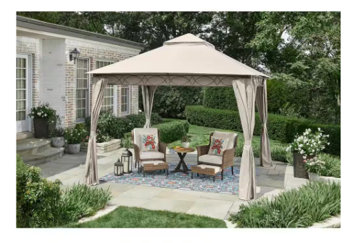 Hampton Bay Palantine Tan Soft Top Gazebo