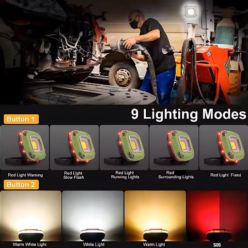 Magnetic Work Light Rechargeable with 9 Modes