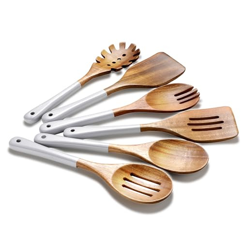 ROSOS Grey Wooden Spoons Set - 6 Pcs
