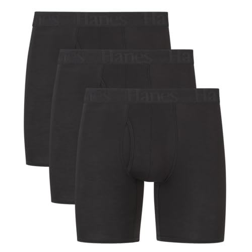 3-Pack Hanes Men's Supersoft Viscose from Bamboo Boxer Briefs