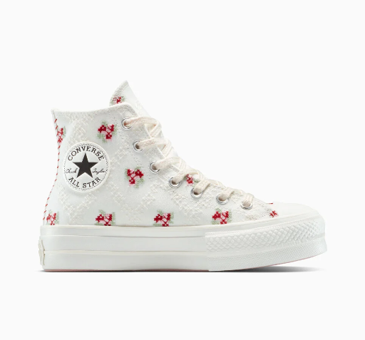 Converse Women's Chuck Taylor All Star Lift Platform Rose Cross Stitch Shoes