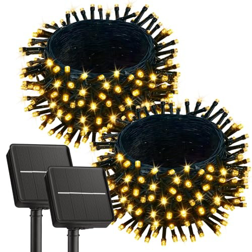 2 Pack 92', 240 LED Solar String Lights Outdoor Waterproof