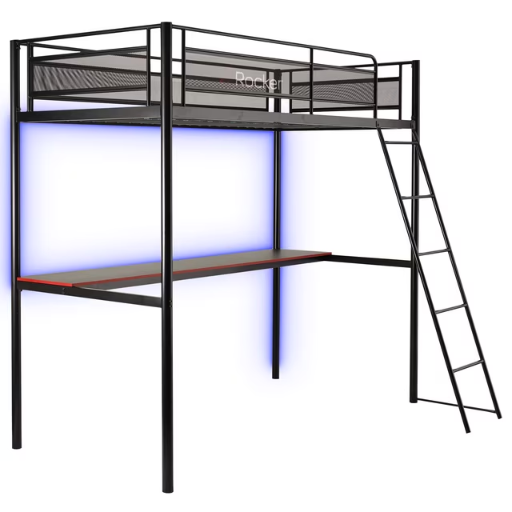 X Rocker HQ Gaming Bunk Bed with LED and Built-in Shelving (Twin)