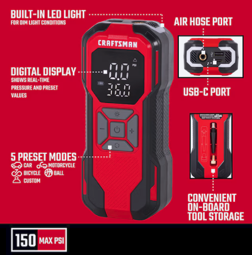Craftsman 12V Cordless Portable Air Inflator
