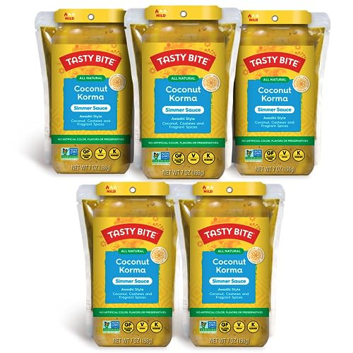 Tasty Bite Awadhi Style Coconut Korma Simmer Sauce 5-Pack, 7 Oz.