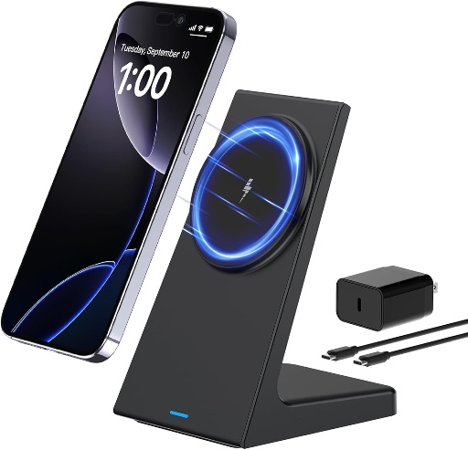 Fast Magnetic Wireless Charging Station with 25W PD Adapter