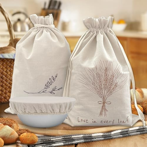Cacolor Reusable Linen Bread Bags