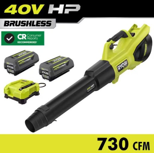 RYOBI 40V HP Brushless Whisper Series Leaf Blower Kit