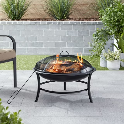 Mainstays Round Iron Outdoor Wood Burning Fire Pit