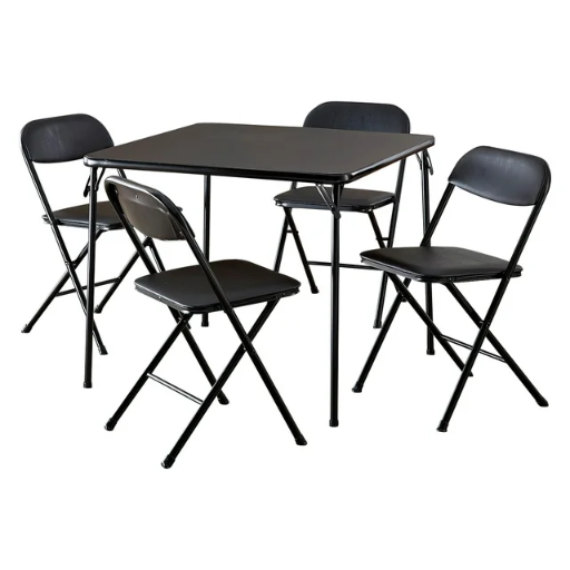 COSCO 5-Piece Folding Set with Card Table and 4 Vinyl Padded Chairs