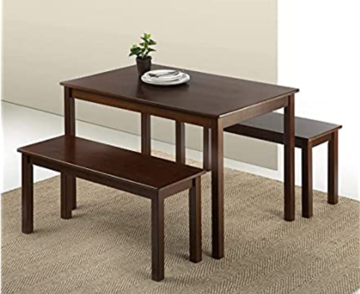 Zinus Juliet Wood Dining Table and Bench Set