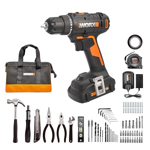 Worx 20V Cordless Drill Driver with 84pc Accessory Kit