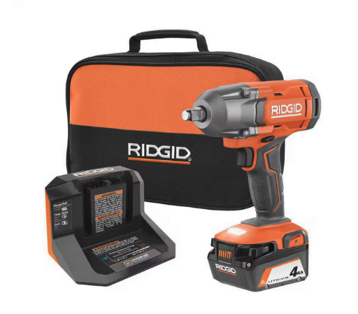 RIDGID 18V Cordless Impact Wrench Kit W/4.0 Ah Battery and Charger
