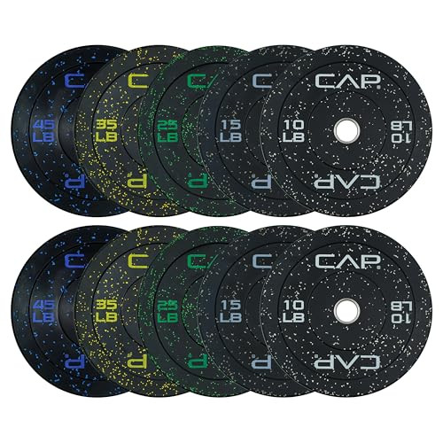 CAP Barbell Speckled Olympic Bumper Plate 260 Pound Set