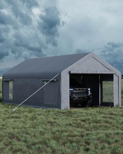 GarveeLife Carport with Sandbags and Roll-Up Doors