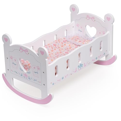ROBUD Wooden Baby Doll Crib for Dolls Up to 18 Inch Deal