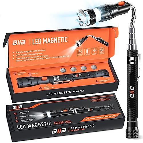 BIIB Extendable Magnetic Pickup Tool with LED Flashlight