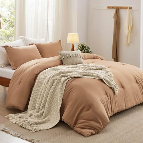 Bedsure 5-Piece Comforter Set with Pillows and Chenille Throw