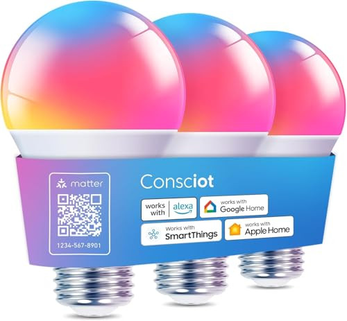 Consciot Color Changing Smart LED Light Bulbs 3-Pack