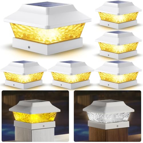 SIEDiNLAR 6 Pack 4x4 Solar Post Cap Lights 2 Modes Metal Fence Deck Post Light