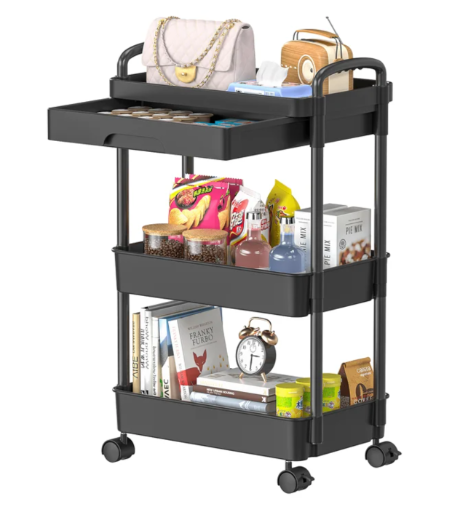 Adjustable Rolling Utility Cart with Drawer