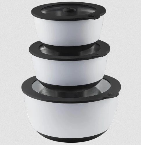 Evolution Microwave Stainless Steel Mixing Bowl With Lid Set