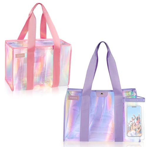 XL Iridescent Waterproof Beach Bag Set - 2pcs