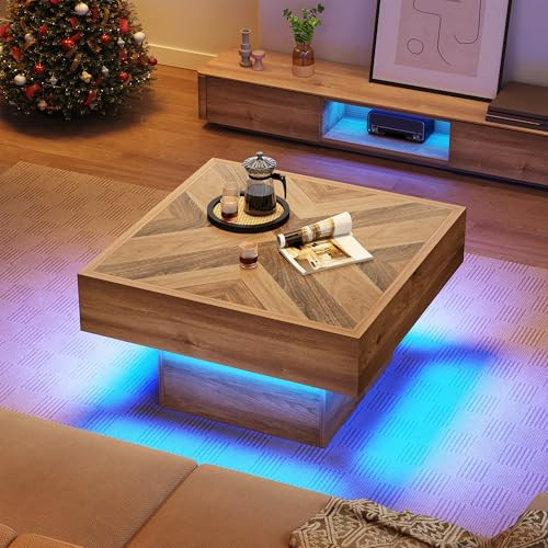 YITAHOME LED Coffee Table with 2 Drawers