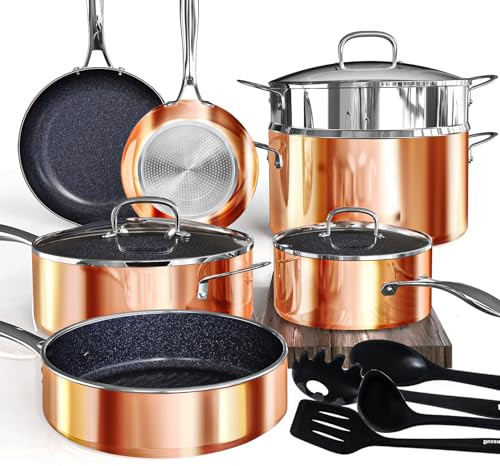 Deluxe 14PC Pots and Pan Set With Anti-scratch Coating