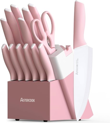 15-Piece Knife Set with Block and Sharpener