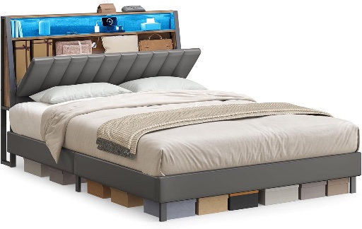 VASAGLE Queen Size Bed Frame w/ LED Lights