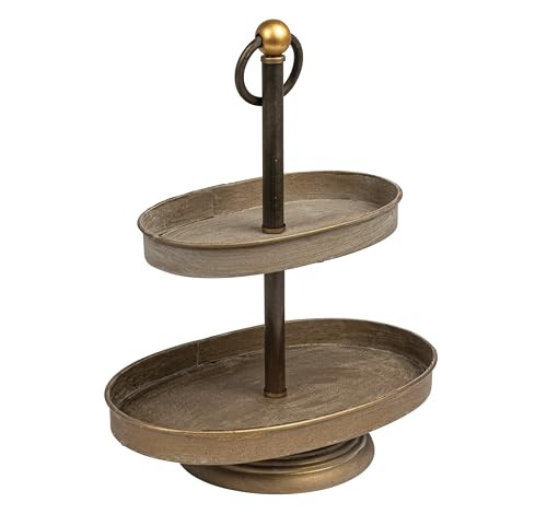 Decorative Metal 2-Tier Tray