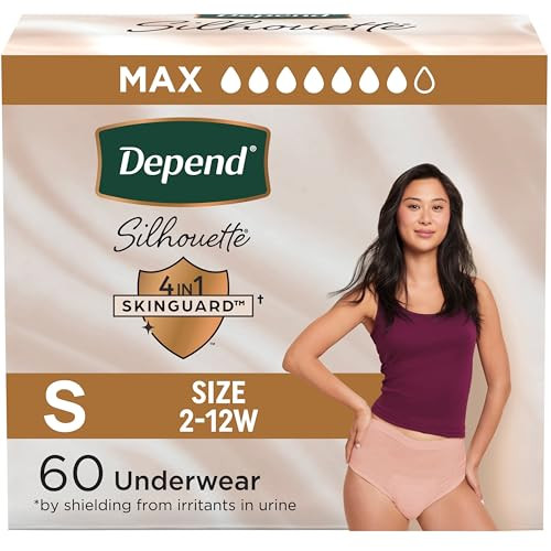 Depend Silhouette Adult Incontinence & Postpartum Bladder Leak Underwear (2 Packs of 30)