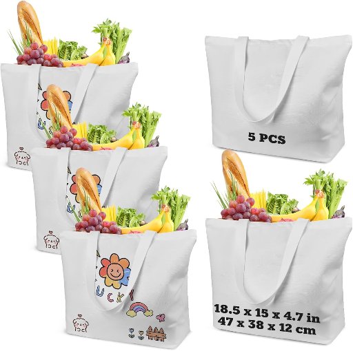 WeStar Sublimation Tote Bags Blanks 5-Pack